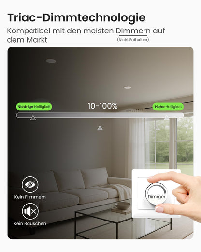 ALUSSO LED Einbaustrahler 230V, dimmbar, IP44, weiss, 12er Set