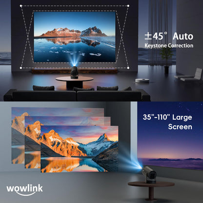 Wowlink W210 Mini Beamer tragbar mit WiFi 6 und Bluetooth, Schwarz