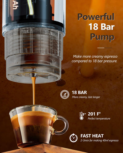 CONQUECO Tragbare Espressomaschine CP023 für Auto, Camping und Reise