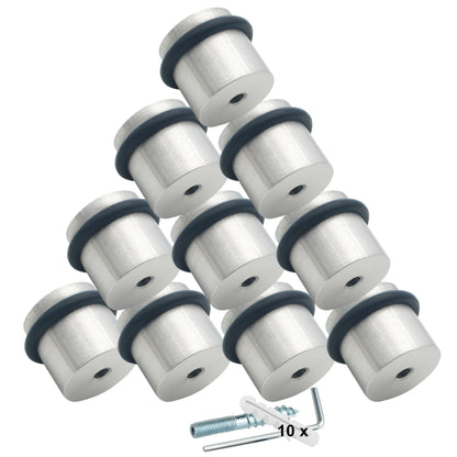 PLURI Bodentürstopper Edelstahl – 10er Set zum Schrauben, runder Edelstahlstopper. Dämpft Türen am Boden, schützt Wände.