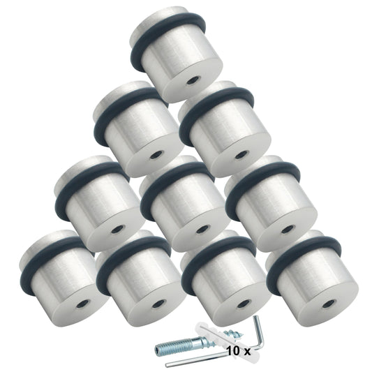 PLURI Bodentürstopper Edelstahl – 10er Set zum Schrauben, runder Edelstahlstopper. Dämpft Türen am Boden, schützt Wände.