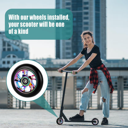 NZZVNZ Scooter Rollen 100 mm Ersatzräder mit ABEC-9 Lagern, 2er-Set