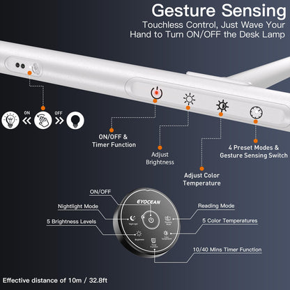 EYOCEAN LED Monitorlampe 80cm – Klemmbar, Gestensteuerung Weiss