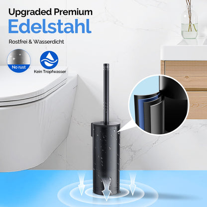 HAMITOR Klobürste Set Edelstahl, WC-Bürste mit Halter, 2 Stück Schwarz