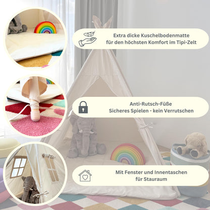 ALRITHO Tipi Zelt für Kinder – Sandburgen Beige
