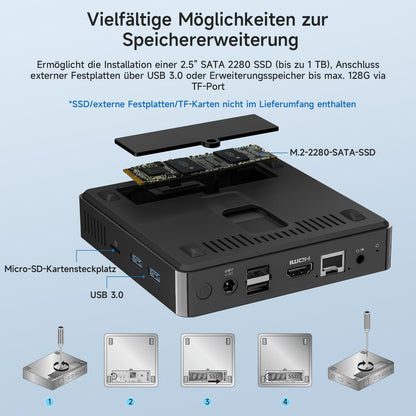 BMAX B1 Pro Mini PC Intel N4000 8GB/128GB Lüfterlos Win 11 Pro