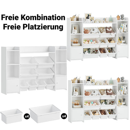 FOREHILL Kinderregal mit 8 Boxen für Spielzeug, Holz – Weiss