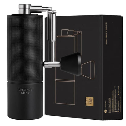 TIMEMORE Chestnut C3S Pro Manuelle Ganzmetall Kaffeemühle – Schwarz. Zylindrisch, schwarz. Zum präzisen Mahlen von Kaffeebohnen.