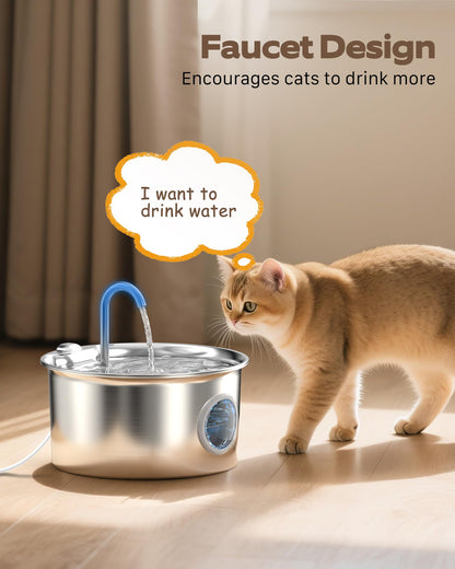 ATMZIQXR Katzenbrunnen Edelstahl S18-PRO, 2.6L Trinkbrunnen Katze