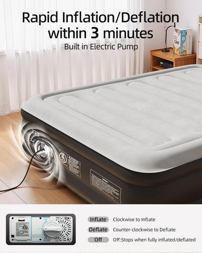 CHILLSUN Luftbett elektrisch aufblasbar 190x137x46 cm