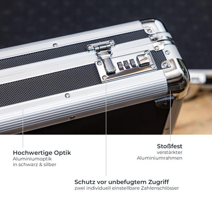 HMF Alu Waffenkoffer Langwaffen Schwarz – Rasterschaumstoff