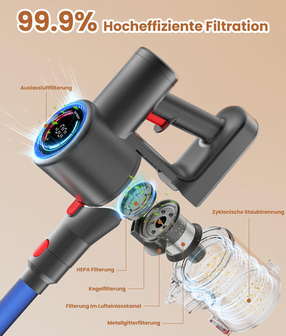 VersLife Z8 Akku-Staubsauger kabellos mit LED-Display, selbststehend