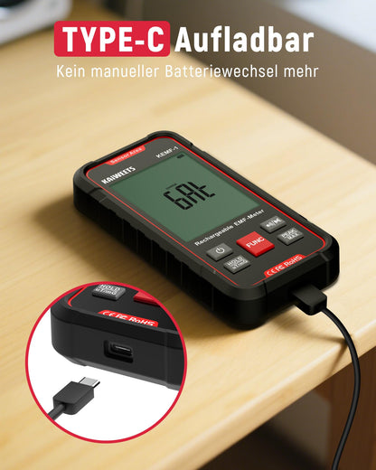 KAIWEETS EMF Messgerät KEMF-1 für EF, MF und RF mit LCD-Display