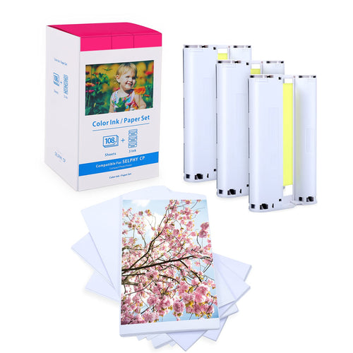 MarkField KP-108IN Fotopapier + Patronen Set für Canon Selphy CP – 108 Blatt 10 x 15 cm, 3 Farbpatronen