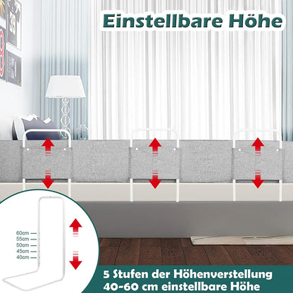 LZQ Bettgitter Rausfallschutz höhenverstellbar 180 cm grau