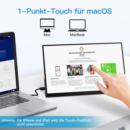 CAPERAVE Tragbarer Monitor 15.6" FHD IPS Touchscreen