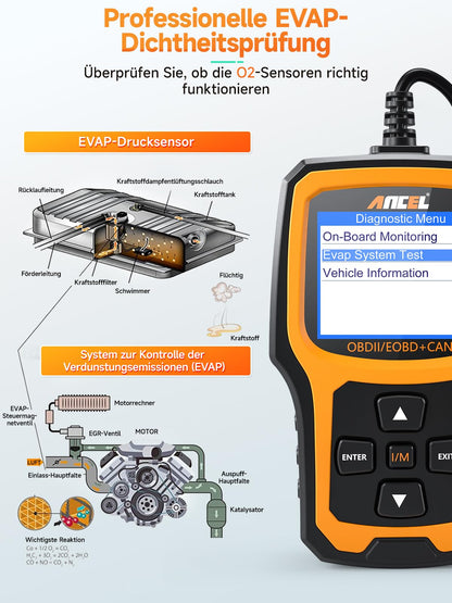ANCEL AD410 OBD2/EOBD Diagnosegerät Auto - Schwarz/Gelb