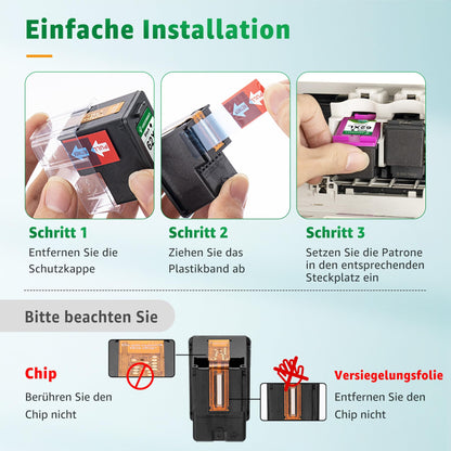 GREENSKY 62XL Druckerpatronen kompatibel für HP 62, Schwarz + Farbe