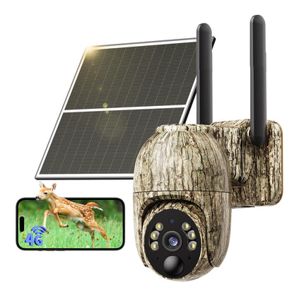 NUASI Wildkamera RBX-S60, 4G LTE, Solar, 2K Farbnachtsicht, IP66 – Solarpanel und schwenkbarer Kamerakopf
