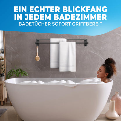 LOBUX Handtuchhalter ohne Bohren schwarz 60 cm Edelstahl doppelt