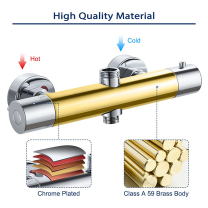 Duschthermostat Aufputz 2 Wege - Messing, 38°C Sicherheitstaste