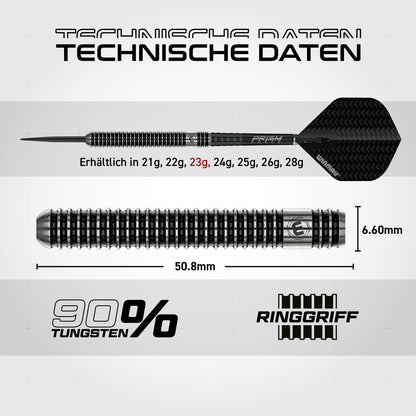 WINMAU Blackout Steeldartpfeile 23g Parallel, 90 % Tungsten