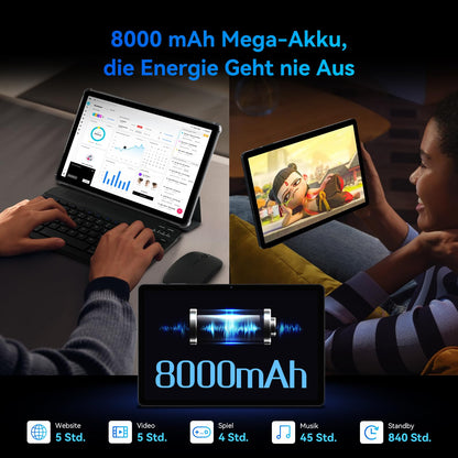 TABWEE T90 Android 15 Gaming Tablet 11 Zoll, 24GB RAM mit Tastatur