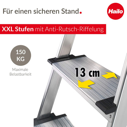 Hailo L85 ComfortLine Alu-Sicherheits-Stehleiter 5 XXL-Stufen