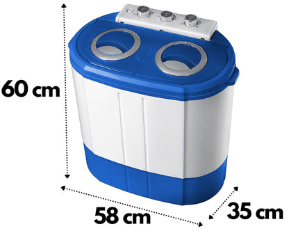 Steinborg Reisewaschmaschine 3KG mit Schleuder 2 Kammern - Grau/Weiss
