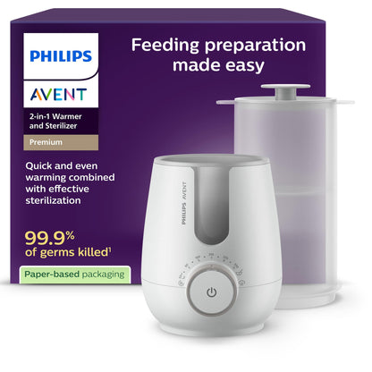 Philips Avent 2-in-1 Flaschenwärmer und Sterilisator SCF359/00 mit Warmwasserbadtechnologie