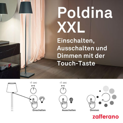 Zafferano Poldina XXL Akku-Stehleuchte, Weiss, höhenverstellbar