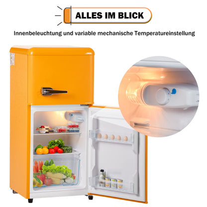 Merax Retro-Kühlschrank Gefrierkombination 60L - Gelb