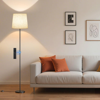 SIBRILLE LED-Stehlampe mit Fernbedienung und Leinen-Lampenschirm, Stehleuchte für Wohnzimmer und Büro