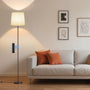 SIBRILLE LED-Stehlampe mit Fernbedienung und Leinen-Lampenschirm, Stehleuchte für Wohnzimmer und Büro