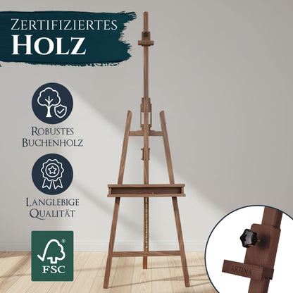 Artina Staffelei Barcelona, Buchenholz, für Keilrahmen bis 120 cm