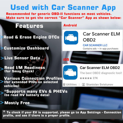 Veepeak OBDCheck BLE+ OBD2 Diagnosegerät Bluetooth für iOS und Android