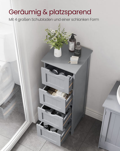 VASAGLE Badezimmerschrank LHC040P36 mit 4 Schubladen, Grau