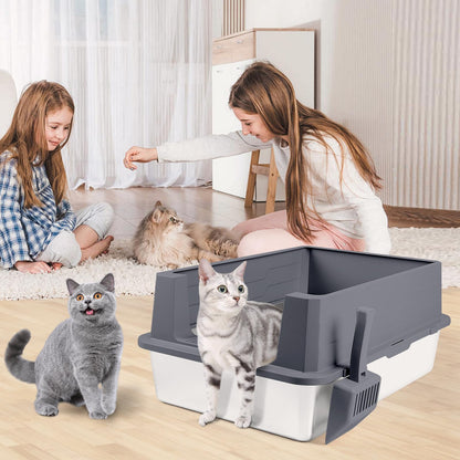 Bartuke Katzentoilette Edelstahl XXXL Katzenklo - Dunkelgrau