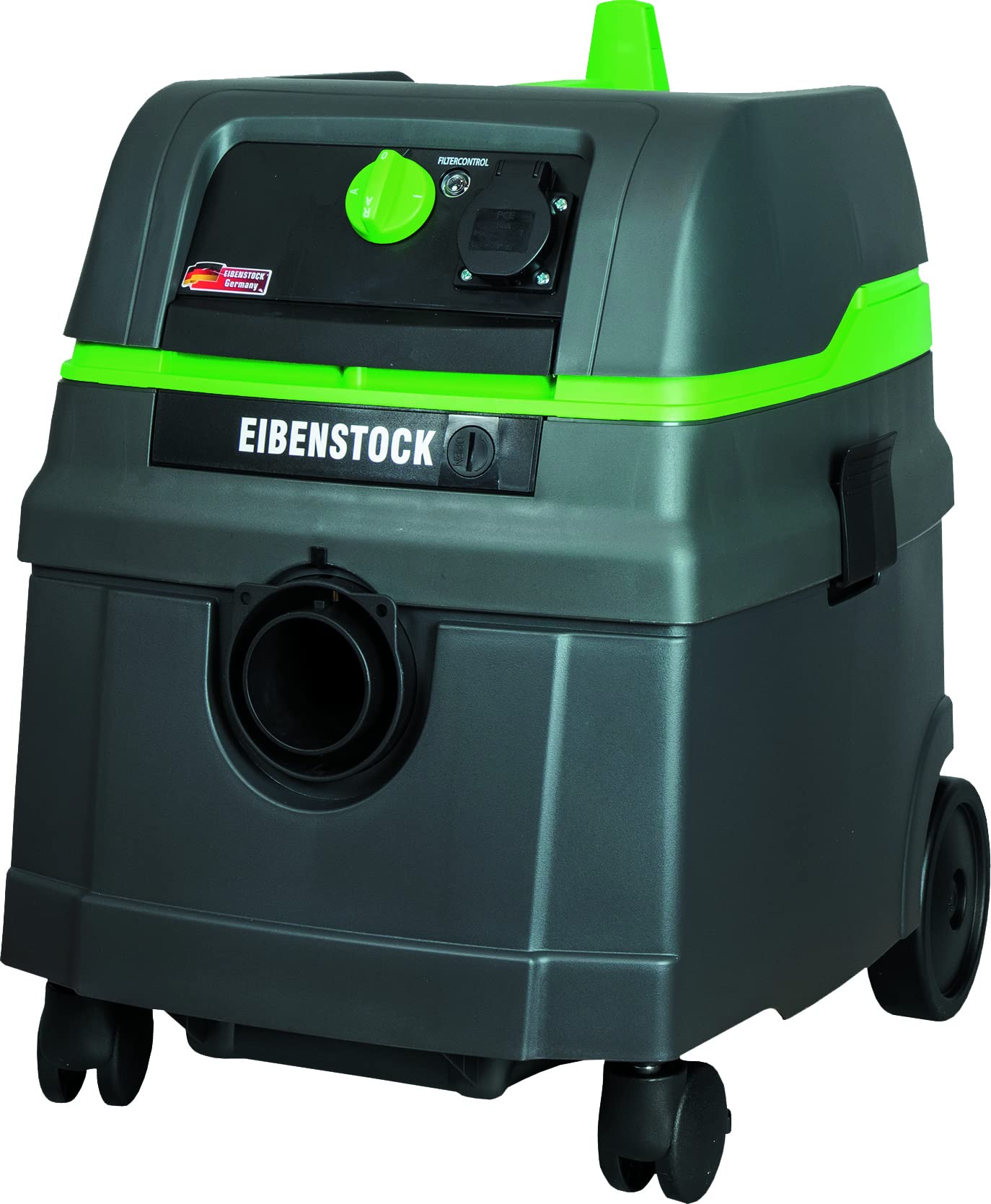 Eibenstock Nass-Trockenstaubsauger DSS25A Schwarz/Grün. Schwarzer/grüner Industriesauger zum Absaugen von Staub und Flüssigkeiten.