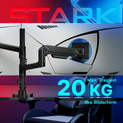 ARES WING Bildschirmhalterung 2 Monitore Gasfeder - 17-49 Zoll