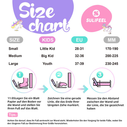 SULIFEEL Rainbow Unicorn Inlineskates für Kinder mit Leuchträdern