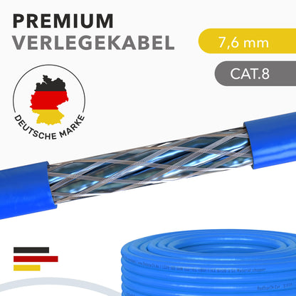 CAT 8.1 Verlegekabel Netzwerkkabel Halogenfrei – 100m Rolle