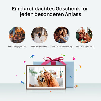 ARZOPA D15 Digitaler Bilderrahmen - 15.6 Zoll Touchscreen Braun