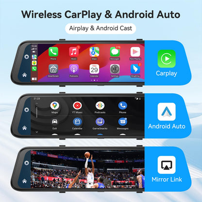 Smart 2025 12 Zoll 4K Dashcam Spiegel - CarPlay Android Auto