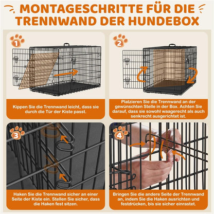 Yaheetech Hundekäfig 122x71x78cm klappbar mit Trennwand - Schwarz