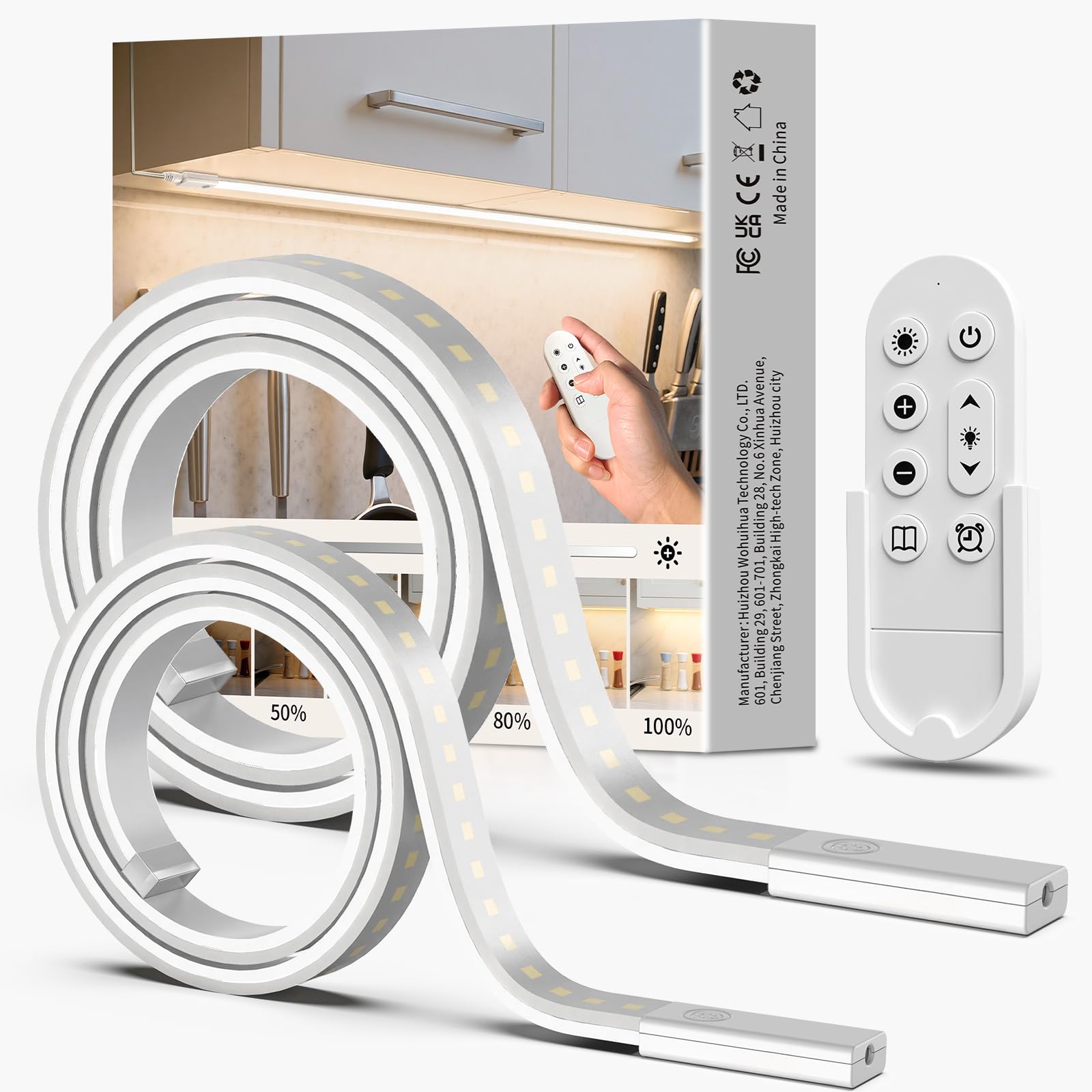 SIBI LIGHTING LED Unterbauleuchte dimmbar 2er-Set mit Fernbedienung, flexible Silikon-Lichtleiste