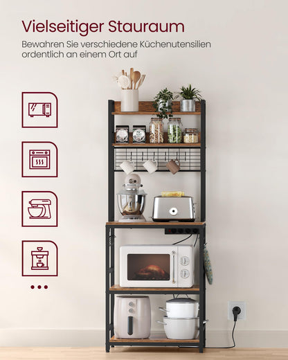 VASAGLE KKS037B01EU Mikrowellenregal mit Steckdosen – Vintagebraun