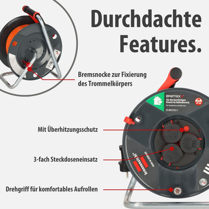 Brennenstuhl Garant V2 IP44 Kabeltrommel Outdoor 40m 3 Steckdosen