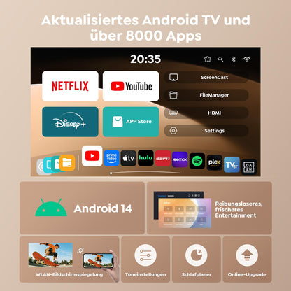 TOPTRO TP2 Mini Beamer – Smart Projektor mit WiFi 6 und Bluetooth