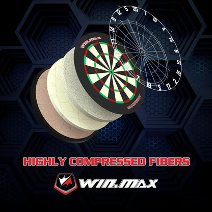 WIN.MAX Steeldartscheibe Set mit 12 Dartpfeilen und 24 Flights